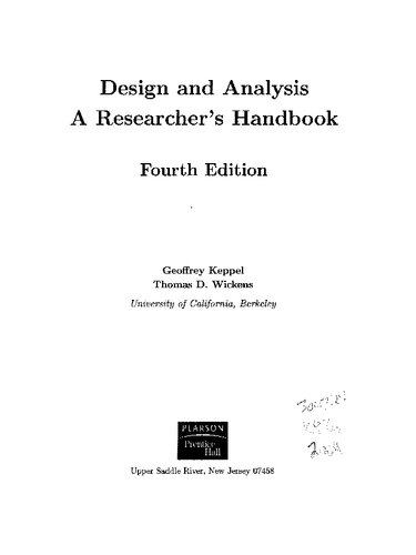 Design and Analysis: A Researcher's Handbook