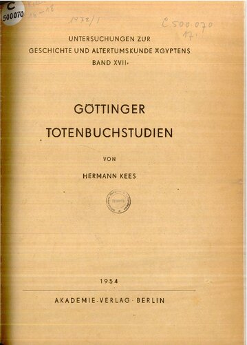 Göttinger Totenbuchstudien