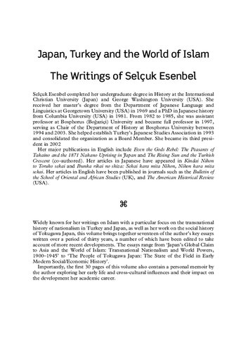 Japan, Turkey and the World of Islam: The Writings of Selcuk Esenbel