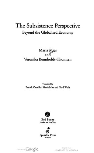 The Subsistence Perspective: Beyond the Globalised Economy