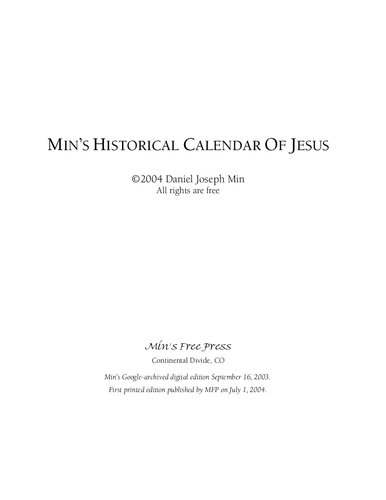 Min's Historical Calendar of Jesus