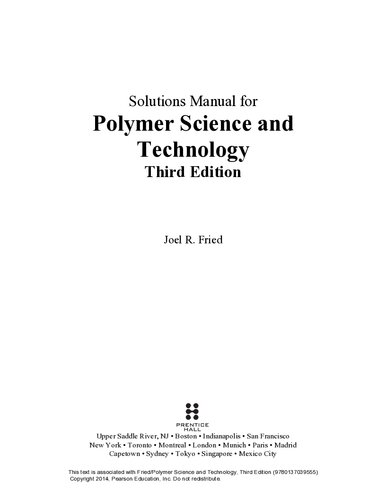 Solutions Manual for Polymer Science and Technology