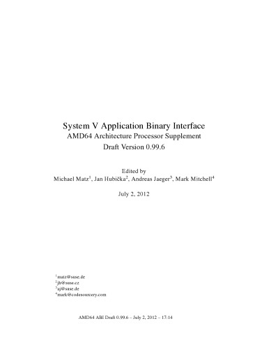 System V Application Binary Interface: AMD64 Architecture Processor Supplement