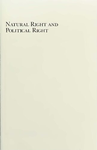 Natural Right and Political Right Essays in Honor of Harry V. Jaffa