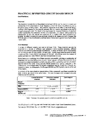 Practical Rf Printed Cicuit Board Design