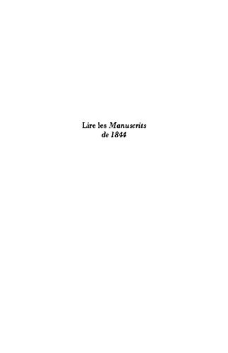 Lire les Manuscrits de 1844