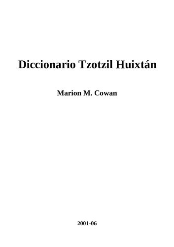 Diccionario Tzotzil Huixtán