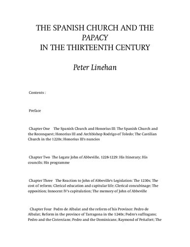 The Spanish Church and the Papacy In The Thirteenth Century