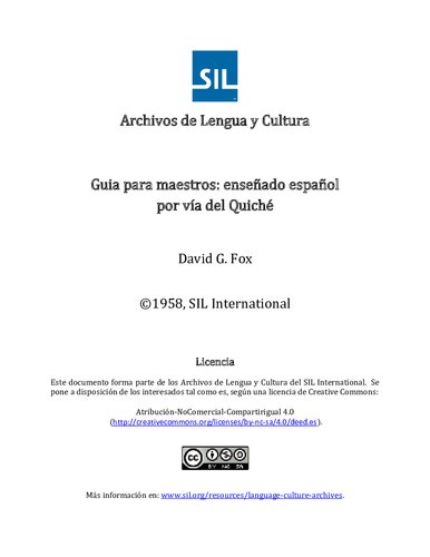 Guia para maestros: enseñado español por vía del Quiché