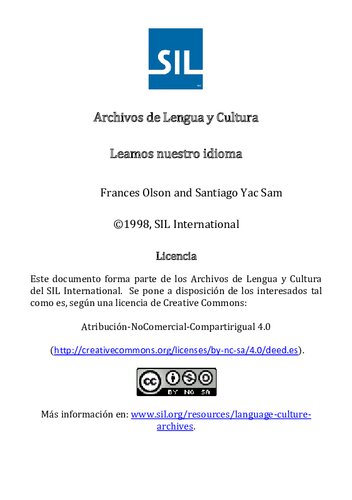 Leamos nuestro idioma: Quiché Centro-Occidental. Cartilla bilingüe para los que ya saben leer en castellano