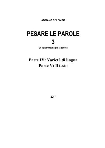 Pesare le parole 3 - una grammatica per la scuola