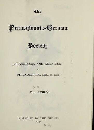 Proceedings and Addresses at Philadelphia, Dec. 8, 1907