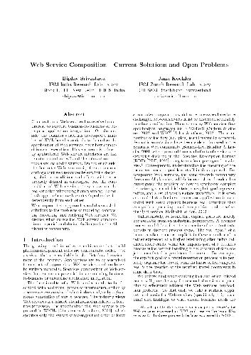 Web Service Composition - Current Solutions and Open Problems