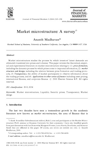 Market microstructure: A survey