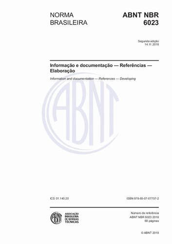 [ABNT NBR 6023:2018] Informação e documentação - Referências - Elaboração