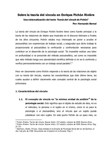 Apunte Sobre Teoria Del Vinculo De P Riviere