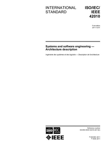 [ISO/IEC/IEEE 42010:2011] Systems and software engineering — Architecture description