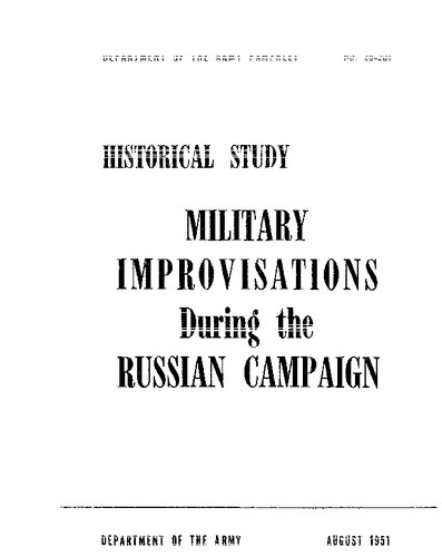 PAM 20-201 Military Improvisations During The Russian Campaign