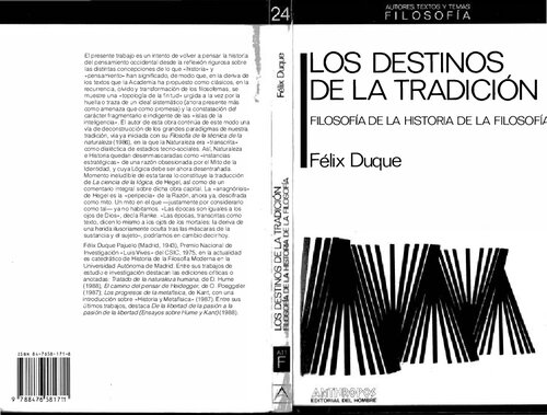 Los destinos de la tradicion : filosofia de la historia de la filosofia.