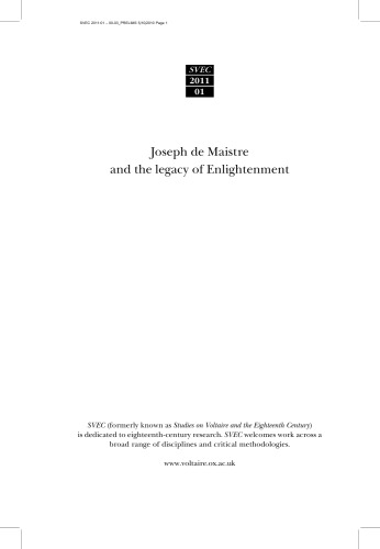 Joseph de Maistre and the Legacy of Enlightenment