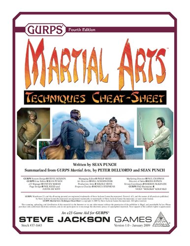 GURPS 4th edition. Martial Arts Techniques Cheat-Sheet