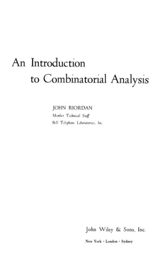 Introduction to combinatorial analysis