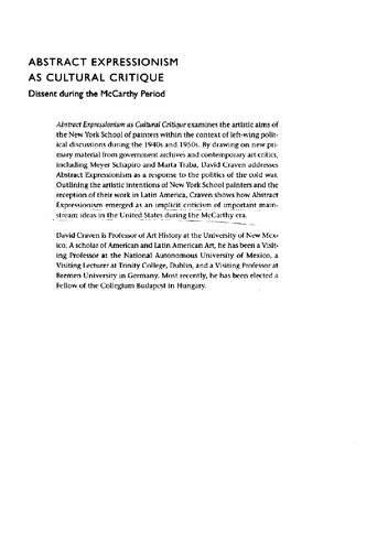 Abstract expressionism as cultural critique : dissent during the McCarthy period