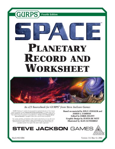 GURPS 4th edition. Space: Planetary Record and Worksheet