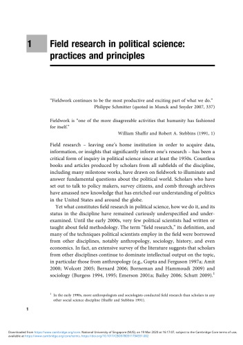 Field Research in Political Science: Practices and Principles