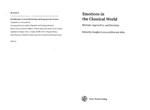 Emotions in the Classical World: Methods, Approaches, and Directions