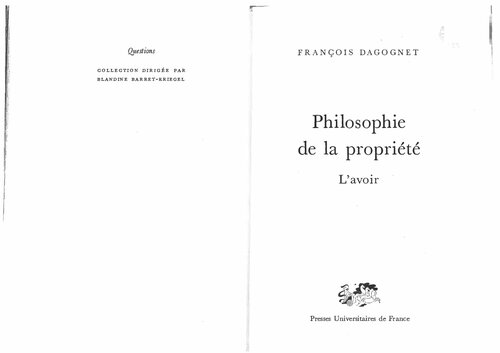 Philosophie de la propriété. L'avoir