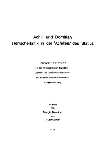 Achill und Domitian: Herrscherkritik in der 