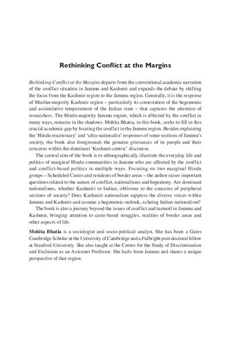 Rethinking Conflict at the Margins: Dalits and Borderland Hindus in Jammu and Kashmir