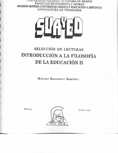 Introducción a la Filosofía de la Educación II