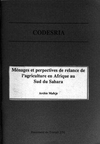 Ménages et perspectives de relance de l'agriculture en Afrique au Sud du Sahara