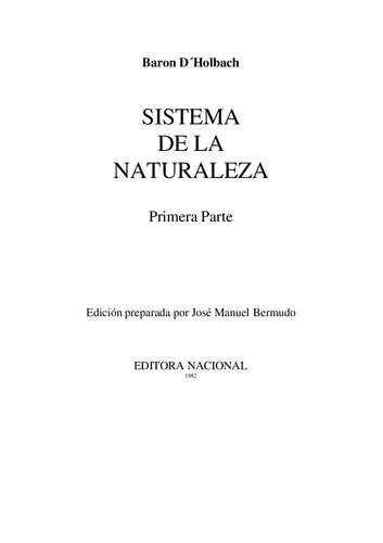 Sistema de la Naturaleza. Primera Parte