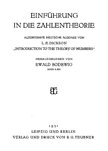 Einführung in die Zahlentheorie