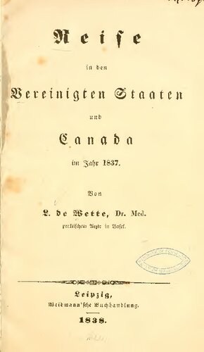 Reise in den Vereinigten Staaten und Canada im Jahre 1837