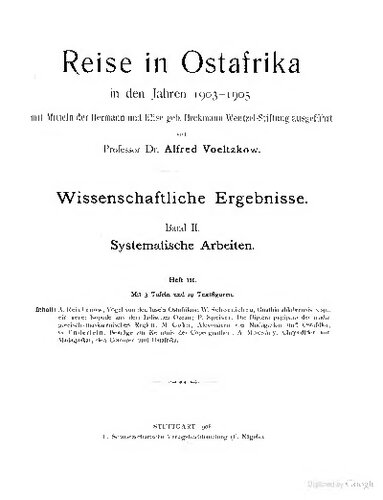 Reise in Ostafrika in den Jahren 1903-1905