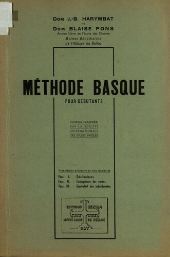 Méthode basque pour débutants. Fascicule II: Les conjugaisons des verbes