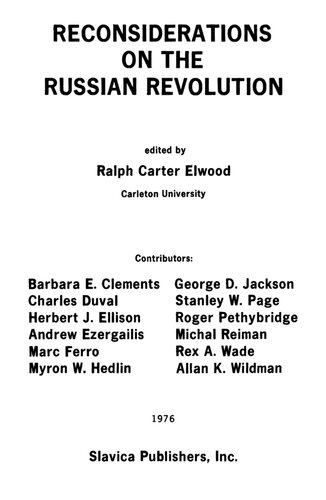 Reconsiderations On The Russian Revolution