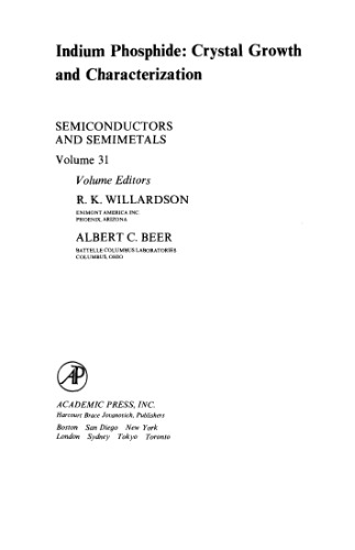 Indium phosphide. Crystal growth and characterization