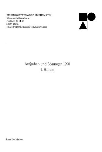 Bundeswettbewerb Mathematik: Aufgaben und Lösungen 1998-1999