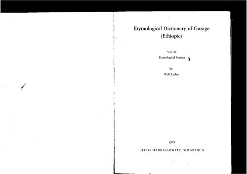 Etymological Dictionary of Gurage (Ethiopic): Etymological Section