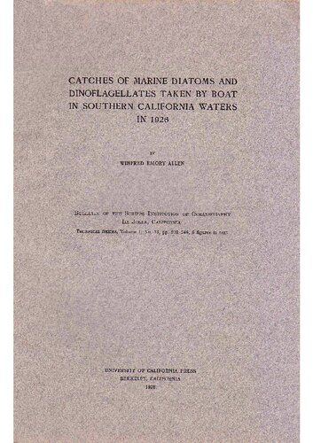 Catches of marine Diatoms and Dinoflagellates taken by boat in southern California waters in 1926