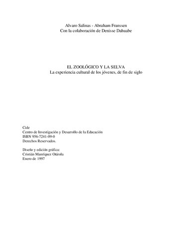 El zoológico y la selva : la experiencia cultural de los jóvenes de fin de siglo