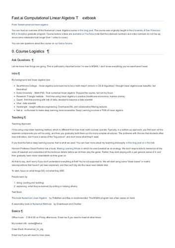 Fast.ai Computational Linear Algebra Textbook