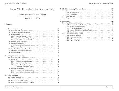 Machine Learning Super VIP Cheatsheet