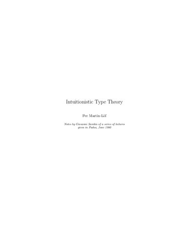 Intuitionistic Type Theory