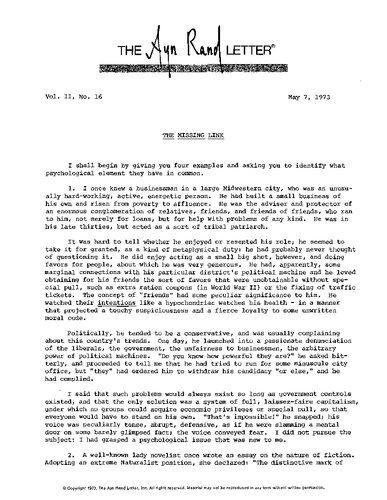 The Ayn Rand Letter (May to August 1973)